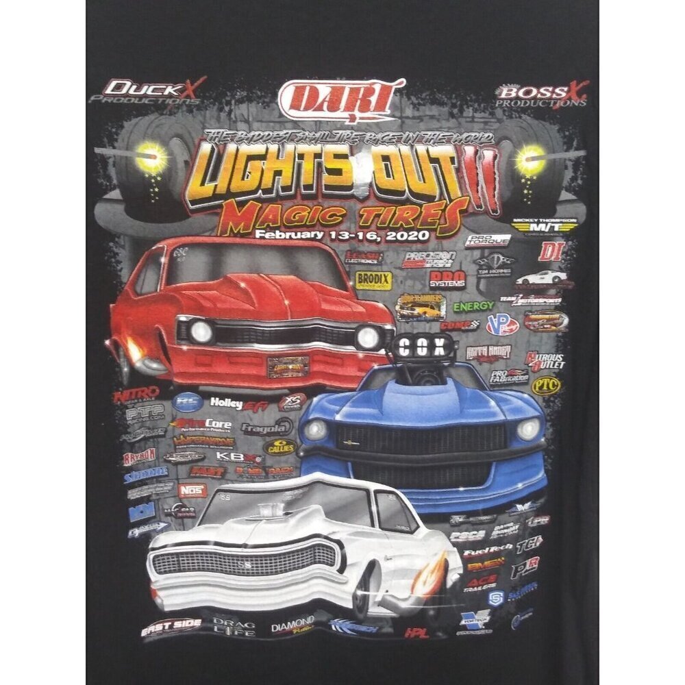 Dart Lights Out Black T Shirt 3XL Magic Tires 2020 short sleeve CARS GRAPHIC EUC